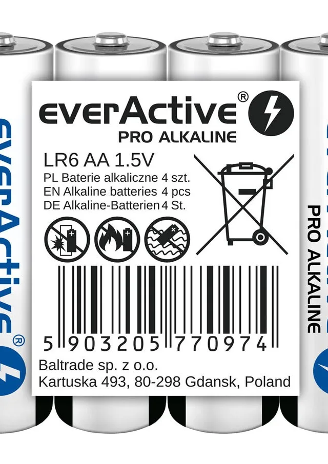 Alkaline Batteries EverActive Pro Alkaline LR6 AA - 4 Pieces