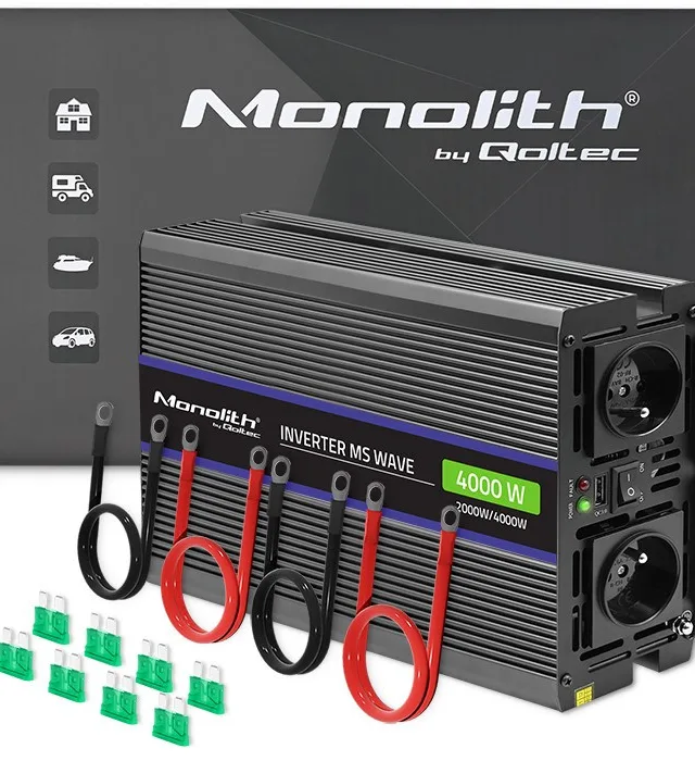 Qoltec Przetwornica napięcia Monolith 4000 MS Wave | 12V na 230V | 2000/4000W | USB