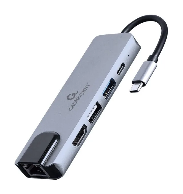 Gembird A-CM-COMBO5-04 laptop dock/port replicator Wired USB 3.2 Gen 1 (3.1 Gen 1) Type-C Silver