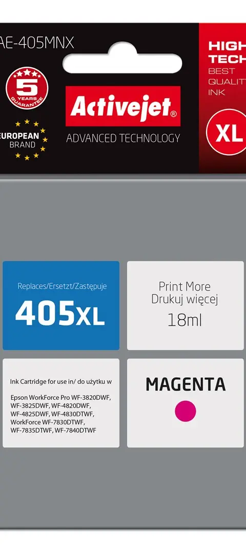 Activejet AE-405MNX ink (replacement for Epson 405XL C13T05H34010; Supreme; 18ml; magenta)