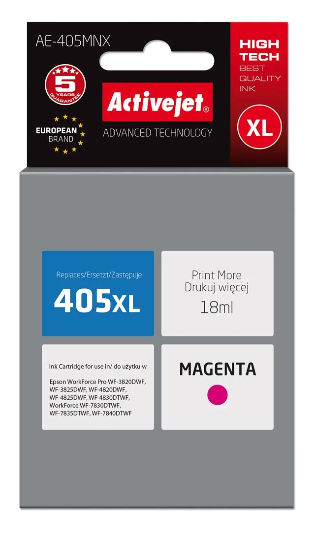 Activejet AE-405MNX ink (replacement for Epson 405XL C13T05H34010; Supreme; 18ml; magenta)