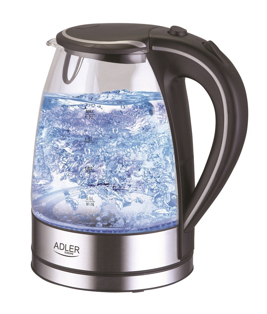 Adler AD 1225 Electric Kettle 1.7 L Black Stainless Steel Transparent 2200 W