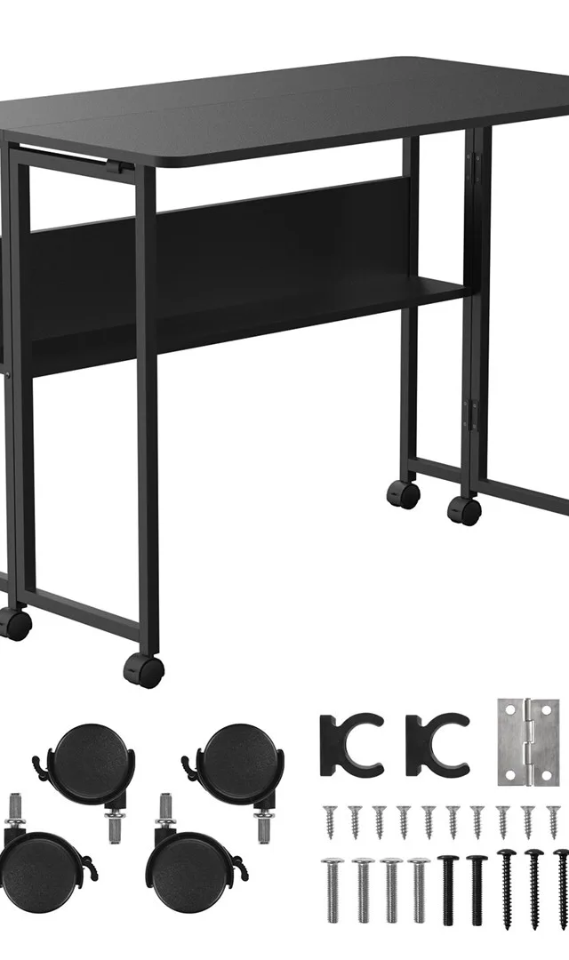 Folding desk table Maclean  black  mobile 100x58cm  max. 50kg  MC-126 B