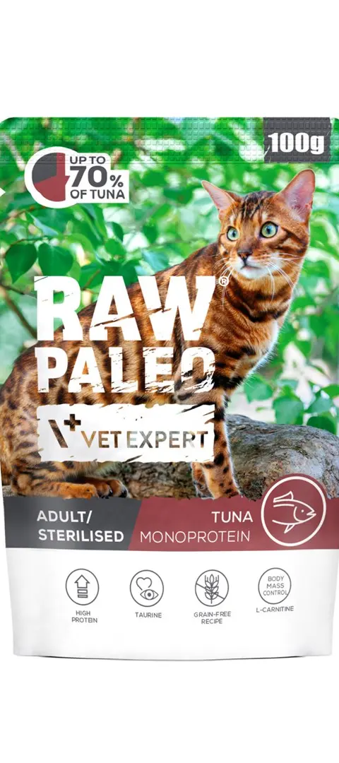 VETEXPERT Raw Paleo Adult Sterilised Tuna - Wet Cat Food - 100g