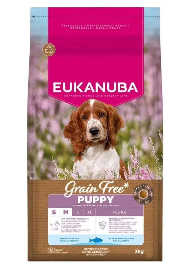 EUKANUBA Grain Free Puppy Small/Medium Ocean Fish - Dry Dog Food - 3kg