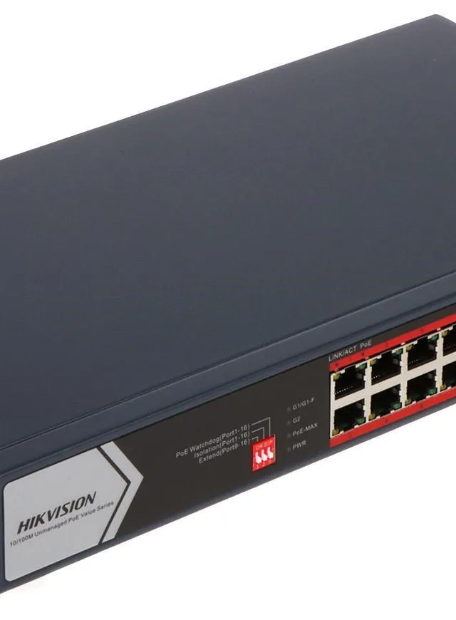 Hikvision DS-3E0318P-E/M(C) network switch Unmanaged L2 Gigabit Ethernet (10/100/1000) Power over Ethernet (PoE) 1U Black