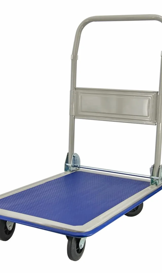 AW WAREHOUSE TROLLEY 4-WHEEL 300KG PLATFORM 90x60cm