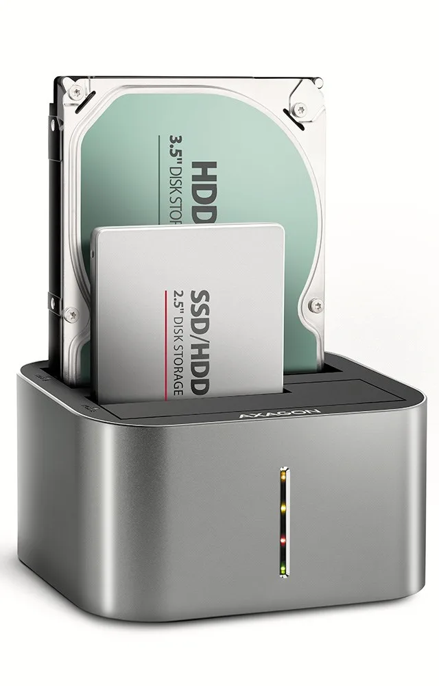 AXAGON ADSA-DC USB3.2 Gen1 - 2x SATA 6G CLONE DUAL HDD Dock Station ASMedia
