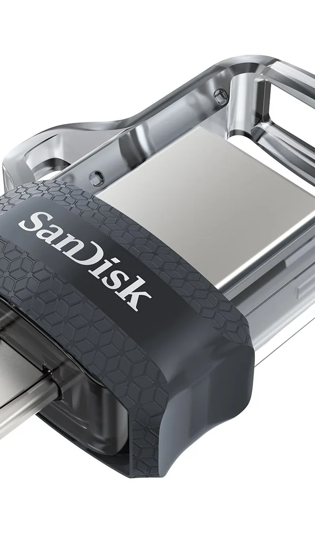 SanDisk Ultra Dual m3.0 USB flash drive 64 GB USB Type-A / Micro-USB 3.2 Gen 1 (3.1 Gen 1) Black, Silver, Transparent