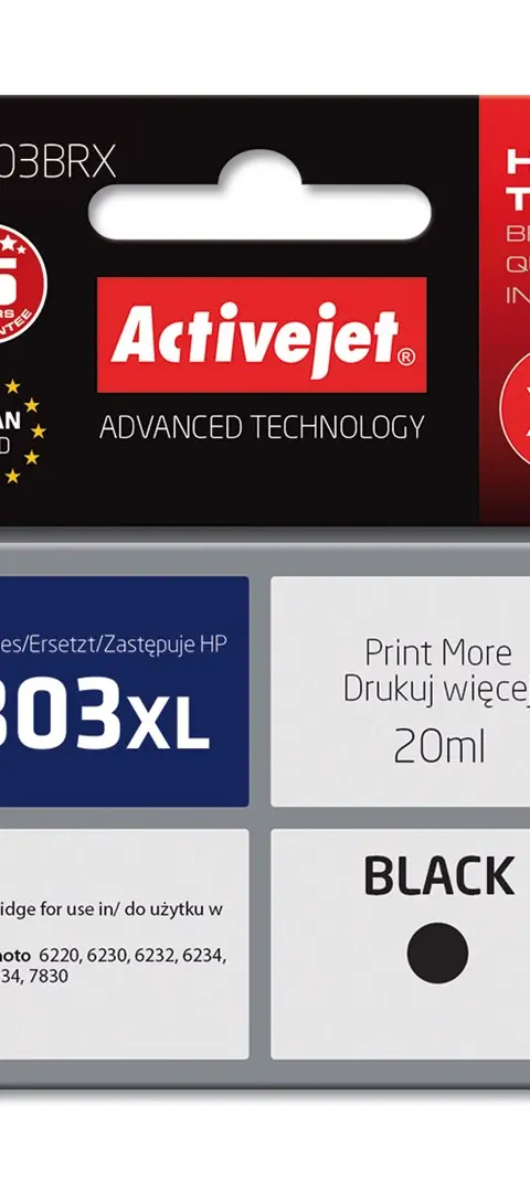 Activejet AH-9303BRX ink (replacement for HP 303XL T6N04AE; Premium; 20 ml; black)