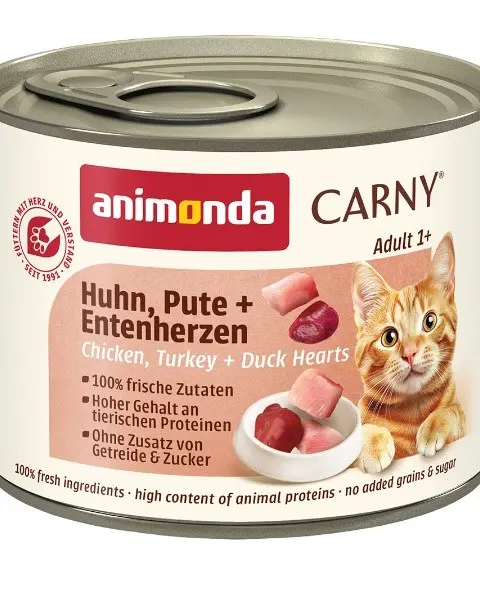 ANIMONDA Carny Adult Chicken Turkey And Duck Hearts - Wet Cat Food - 200g
