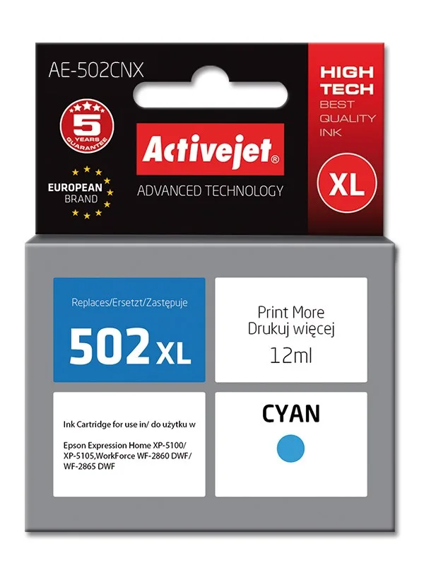 Activejet AE-502CNX ink (replacement for Epson 502XL W24010; Supreme; 12 ml; cyan)
