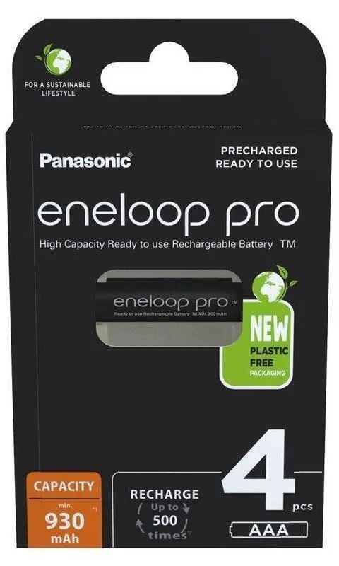 Rechargeable batteries PANASONIC ENELOOP PRO AAA 930 mAh 4 szt (BK-4HCDE/4CP)