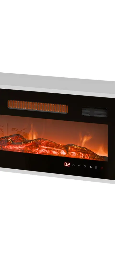 Cama RTV Cabinet LARA 183x35x37 White Matt Black Fireplace