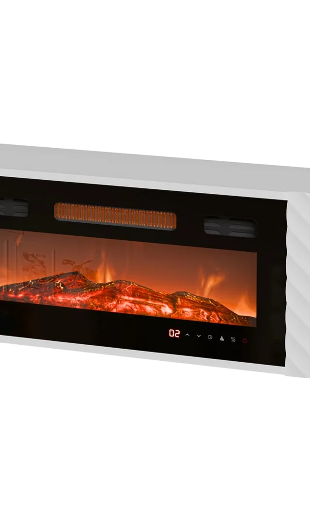 Cama RTV Cabinet LARA 183x35x37 White Matt Black Fireplace