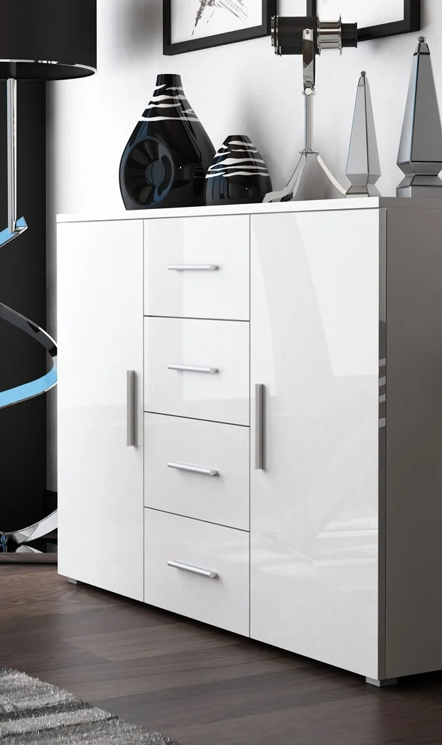 Cama Living Room Sideboard UNI WHITE White/White Gloss