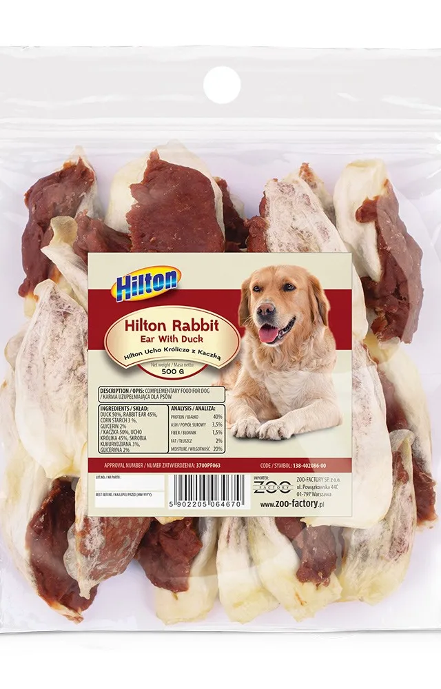 HILTON Rabbit Ear With Duck - Dog Chew - 500g
