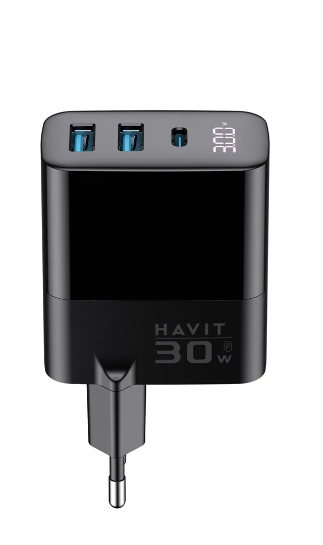 Havit UCLE001 EU - GaN three-port charger 30 W, black