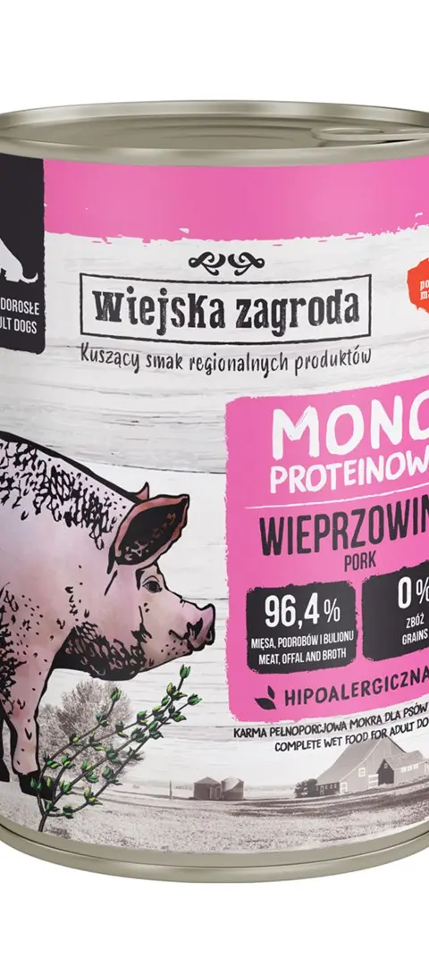 WIEJSKA ZAGRODA Mono-Protein Pork - Wet Dog Food - 400g