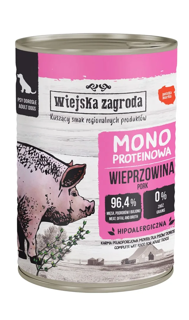 WIEJSKA ZAGRODA Mono-Protein Pork - Wet Dog Food - 400g