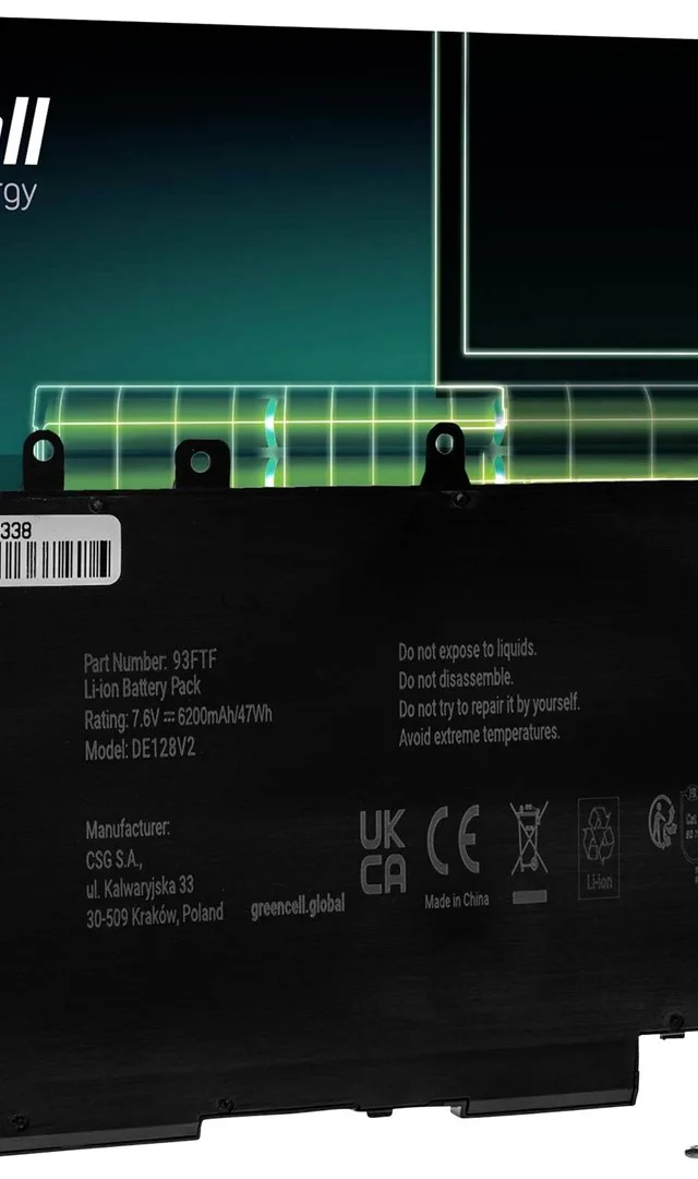 Green Cell Laptop Battery 93FTF GJKNX FüR Dell Latitude / 7,6V 6200mAh