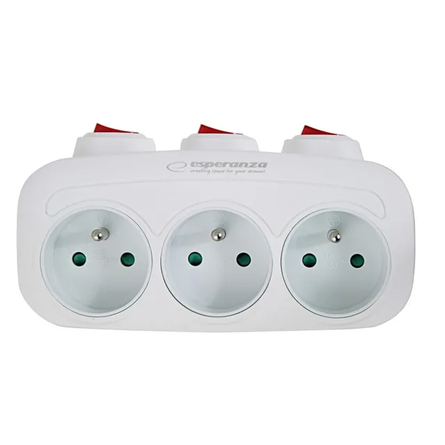 Esperanza ELK307W Electrical Splitter 3 Sockets Switch White