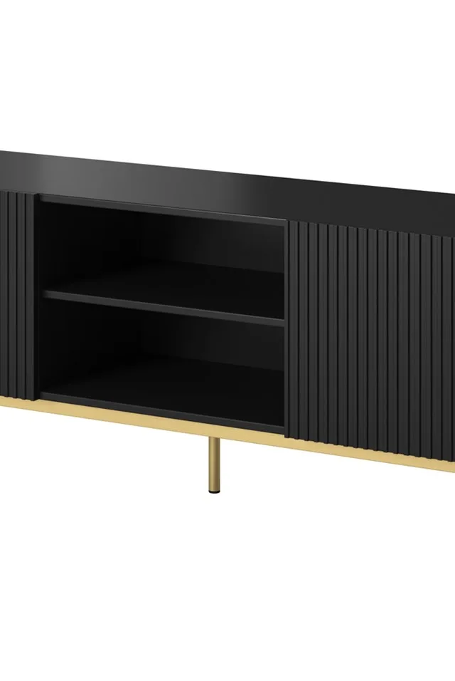 PAFOS RTV Cabinet On Golden Steel Frame 150x40x60 Cm Matte Black