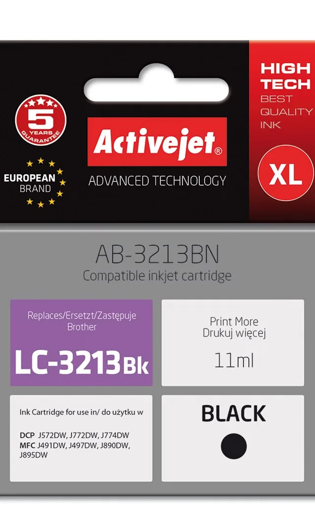 Activejet AB-3213BN printer ink for Brother, Brother LC3213BK replacement; Supreme; 11 ml; black