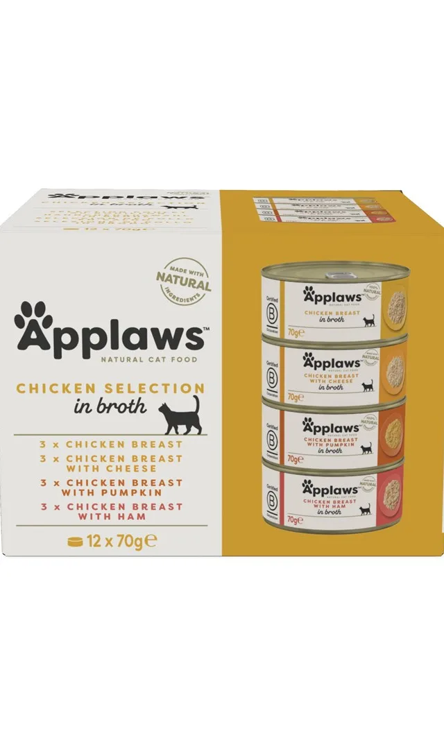 APPLAWS Chicken Selection In Broth - Wet Cat Food - 12x70g