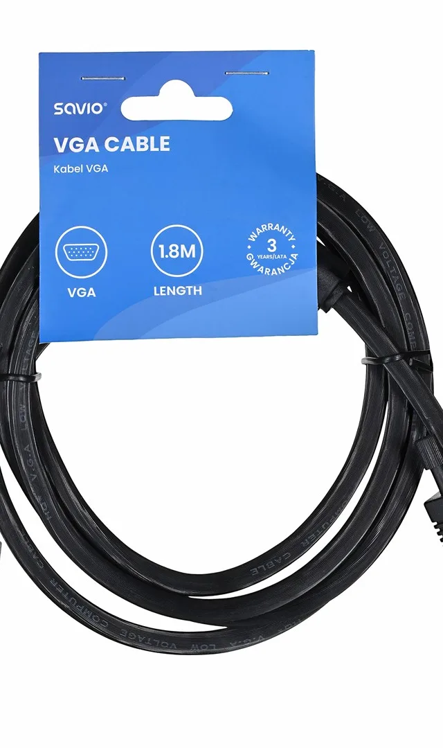 Savio Cl-202 VGA cable 1.8 m VGA (D-Sub) Black