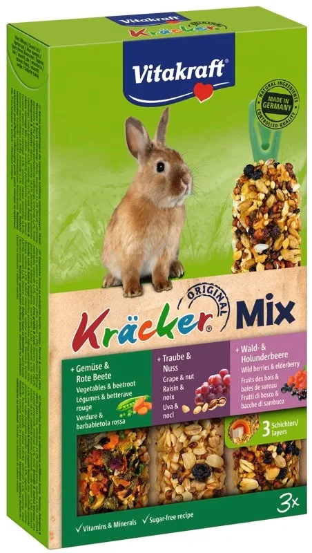 VITAKRAFT KRACKER Forest Fruits/Walnuts/Vegetables - Treats For Rabbits - 3 Pieces