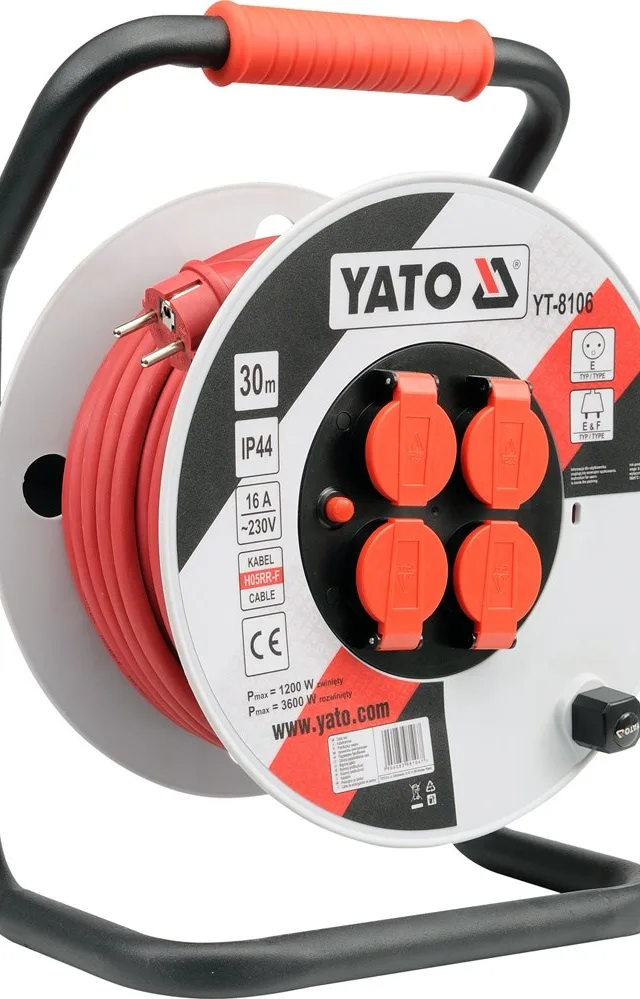 Yato YT-8106 power extension 30 m 4 AC outlet(s) Indoor/outdoor Black  Red  White