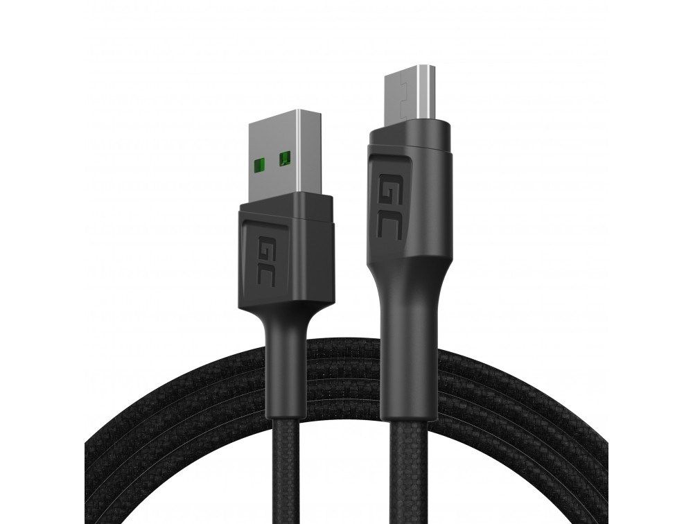Green Cell KABGC20 USB cable USB 2.0 1.2 m USB A Micro-USB B 0.48 Gbit/s Black