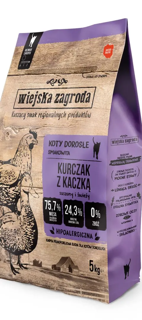 WIEJSKA ZAGRODA Chicken And Duck - Dry Cat Food - 5 Kg