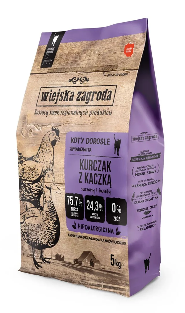 WIEJSKA ZAGRODA Chicken And Duck - Dry Cat Food - 5 Kg