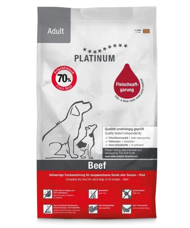 PLATINUM Adult Beef - Semi-Moist Dog Food - 1 5kg