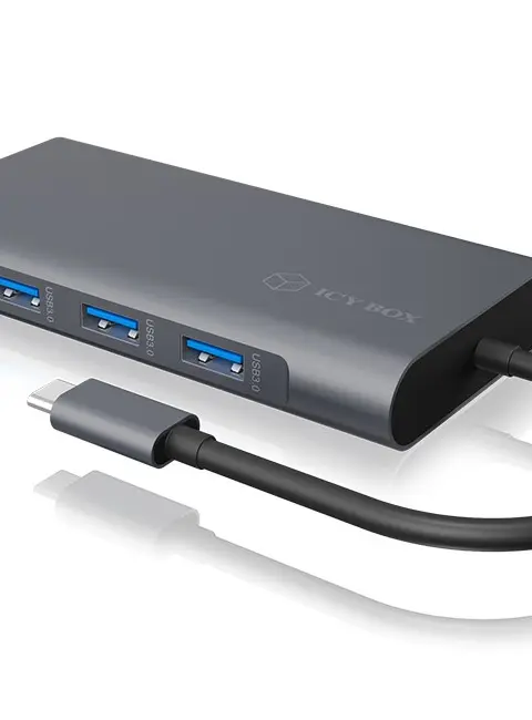 ICY BOX IB-DK4040-CPD Wired USB 3.2 Gen 1 (3.1 Gen 1) Type-C Anthracite, Black