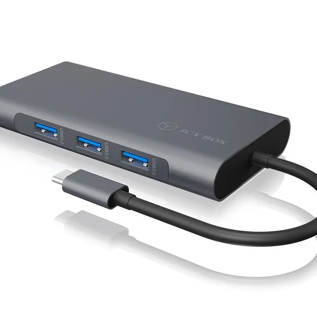 ICY BOX IB-DK4040-CPD Wired USB 3.2 Gen 1 (3.1 Gen 1) Type-C Anthracite, Black