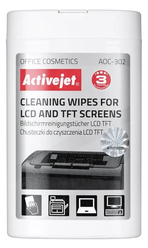 Activejet AOC-302 LCD Matrix Wipes - 100 Pieces
