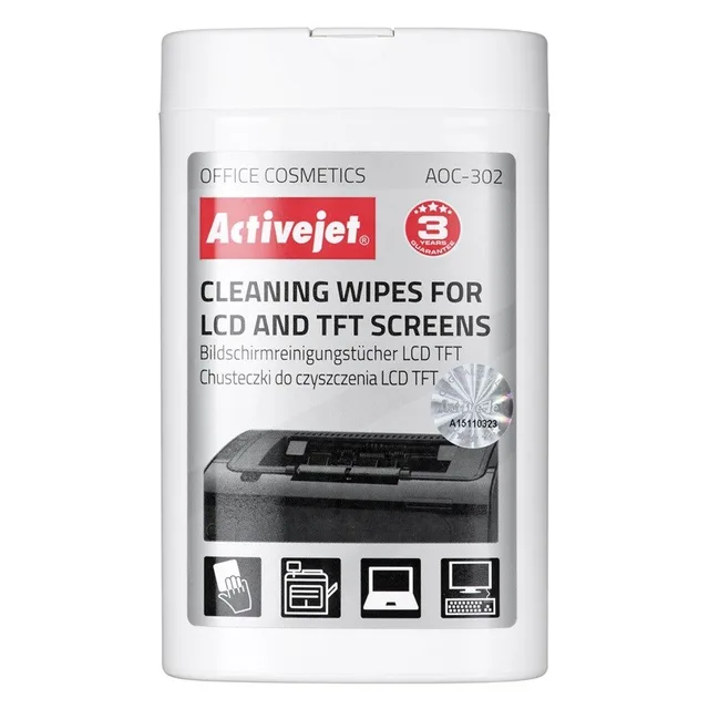 Activejet AOC-302 LCD Matrix Wipes - 100 Pieces