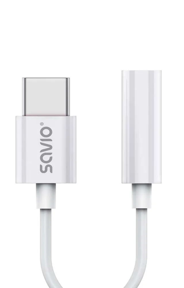 Savio AK-51 audio cable 0.11 m 3.5mm USB Type-C White