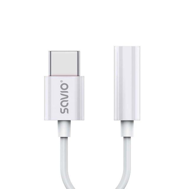 Savio AK-51 audio cable 0.11 m 3.5mm USB Type-C White