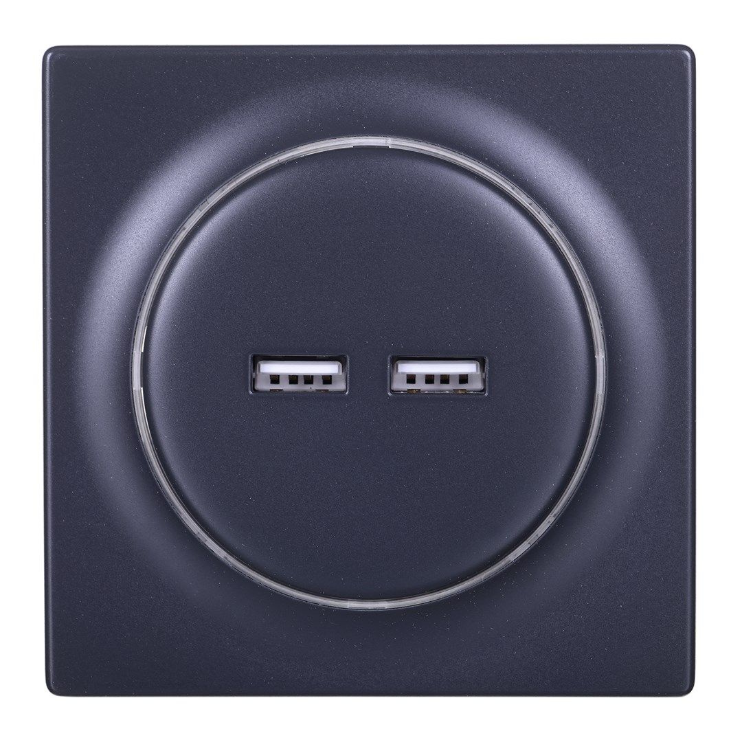 Fibaro FGWU-021-8 Socket-Outlet 2x USB Black