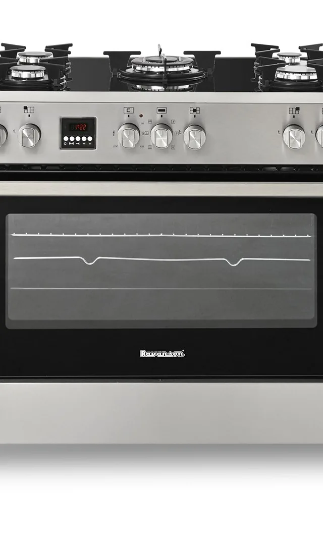 Ravanson KWGE-K90 Glass Inox Gas-Electric Cooker