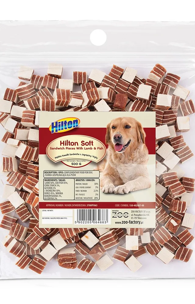 HILTON Sandwich Pieces With Lamb And Fish - Dog Treat - 500 G
