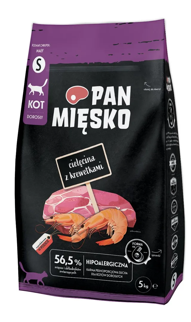 PAN MIĘSKO Veal With Shrimps Small - Dry Cat Food - 5 Kg
