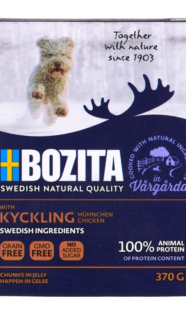 BOZITA Wet Dog Food Chunks In Jelly Chicken 370 G