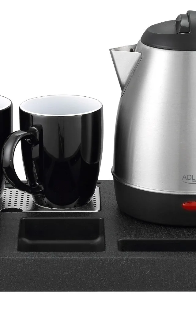 Adler AD 1354 Hotel Kettle Stainless Steel 1.2 L Tray With Cups Black Steel