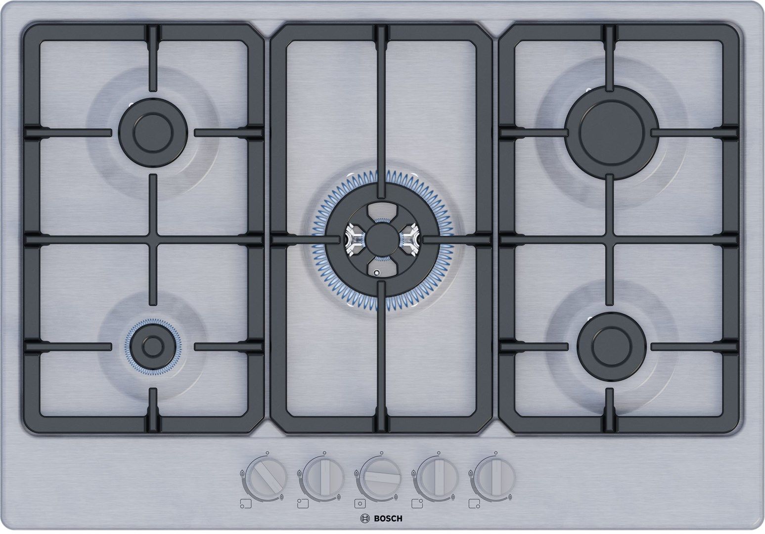 Bosch Serie 4 PGQ7B5K90 Hob Stainless Steel Built-In 75 Cm Gas 5 Zone(S)