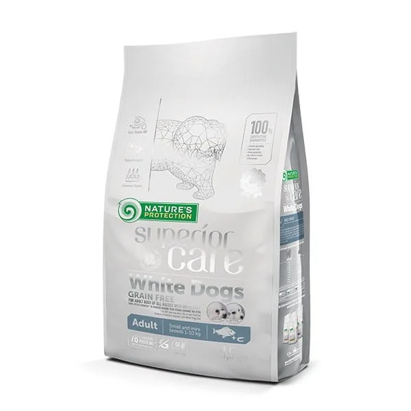 NATURE'S PROTECTION Superior Care White Dogs Grain Free Adult Small BiałOryba - Dry Dog Food - 1.5 Kg